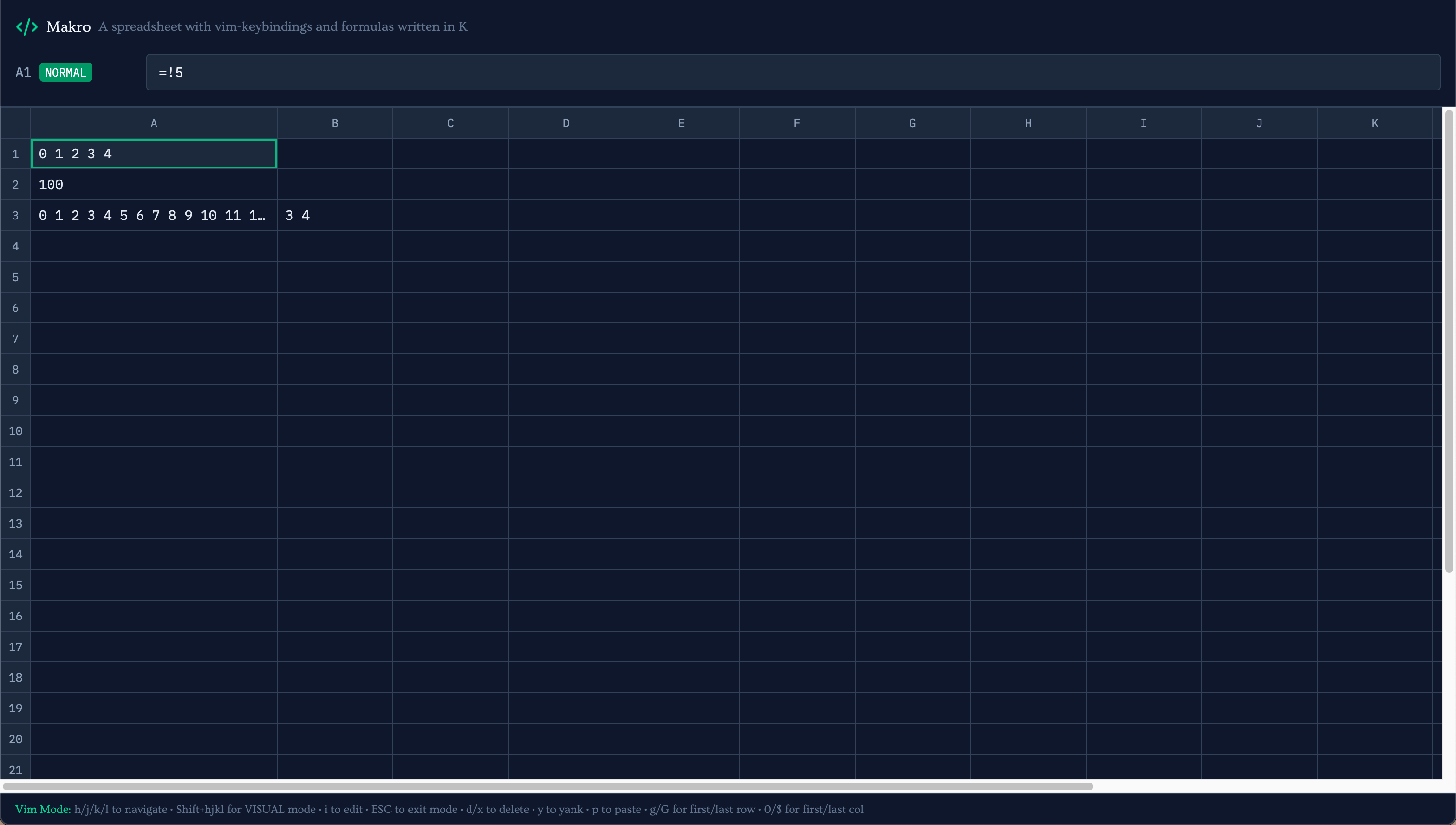 A screenshot of the Makro spreadsheet tool.
